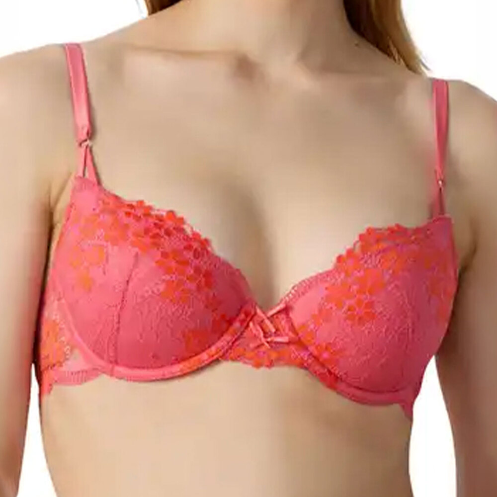 Etam Somptueuse No. 9 Lace Push Up Underwire Bra 36B Pink Red NWT